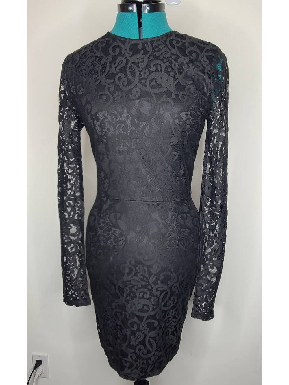 Tobi long sleeve black lace dress - small?  see measurements